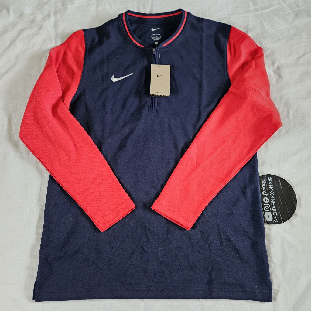 Nike Dri Fit 1/2 Zip Pullover Navy Red Fj9549-422 Men's Size Medium